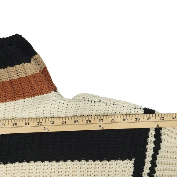By Together Chunky Knit Cowl Neck Striped Sweater Womens Size S/M Oversized - Picture 4 of 13